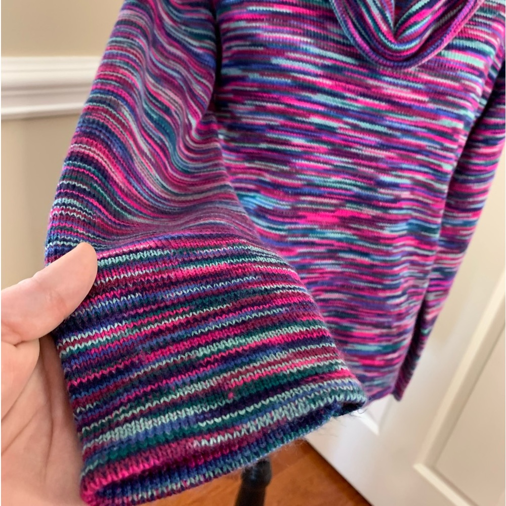 The Limited, Cowl Neck Multi Color Knit Pullover Sweater Women's Size Lg. - Picture 3 of 11